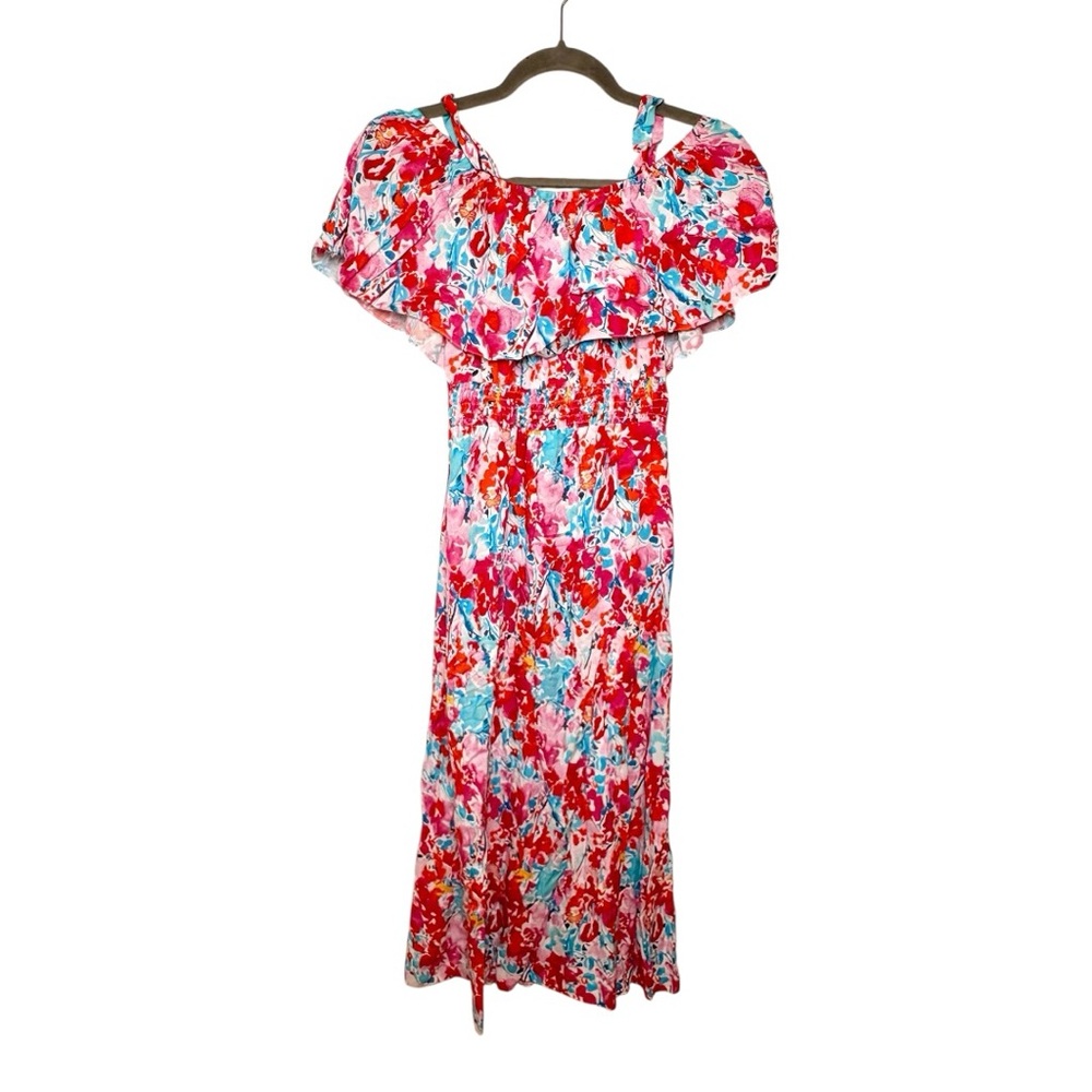 Paradis Popra Floral Maxi Dress Off Shoulder Resort Vacation Small
